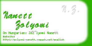 nanett zolyomi business card
